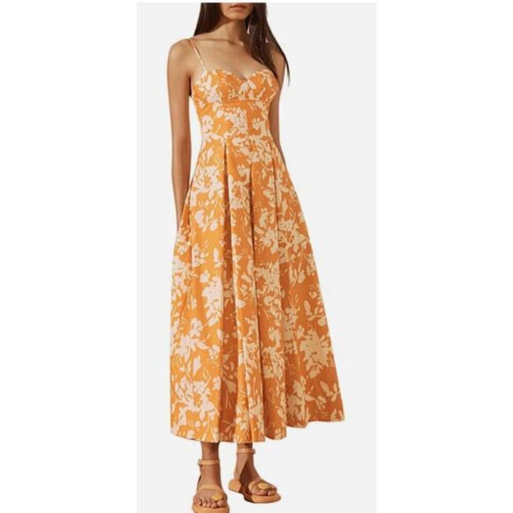 Shona Joy Mirella Paneled Bustier Midi Dress US Sz 12, AU Sz 16 Organic Cotton